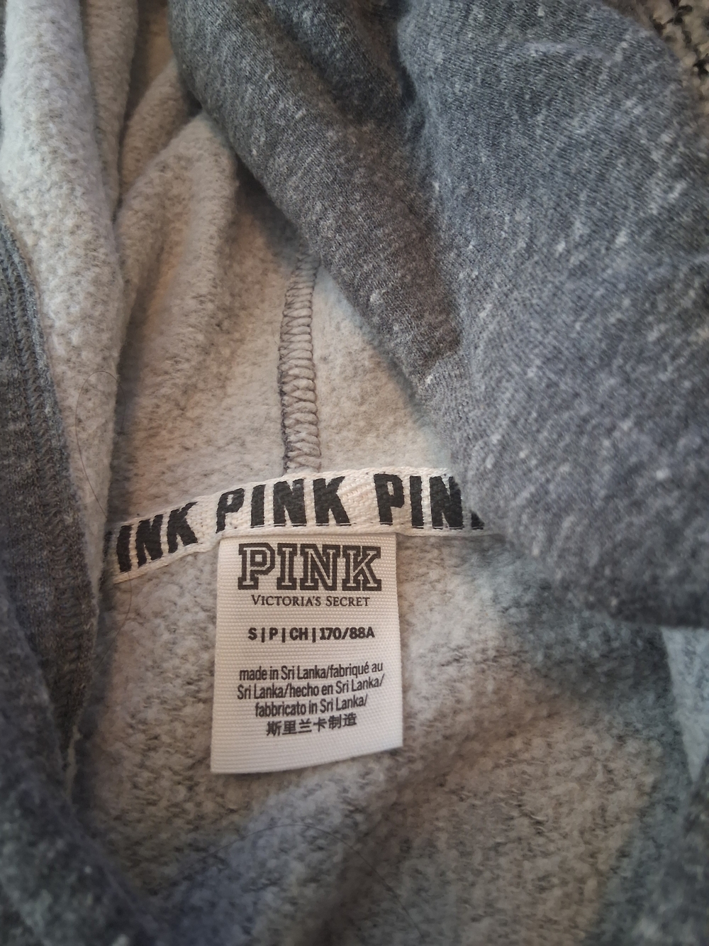 Victoria's Secret PINK heather grey full-zip hoodie Size Small - Picture 4 of 5
